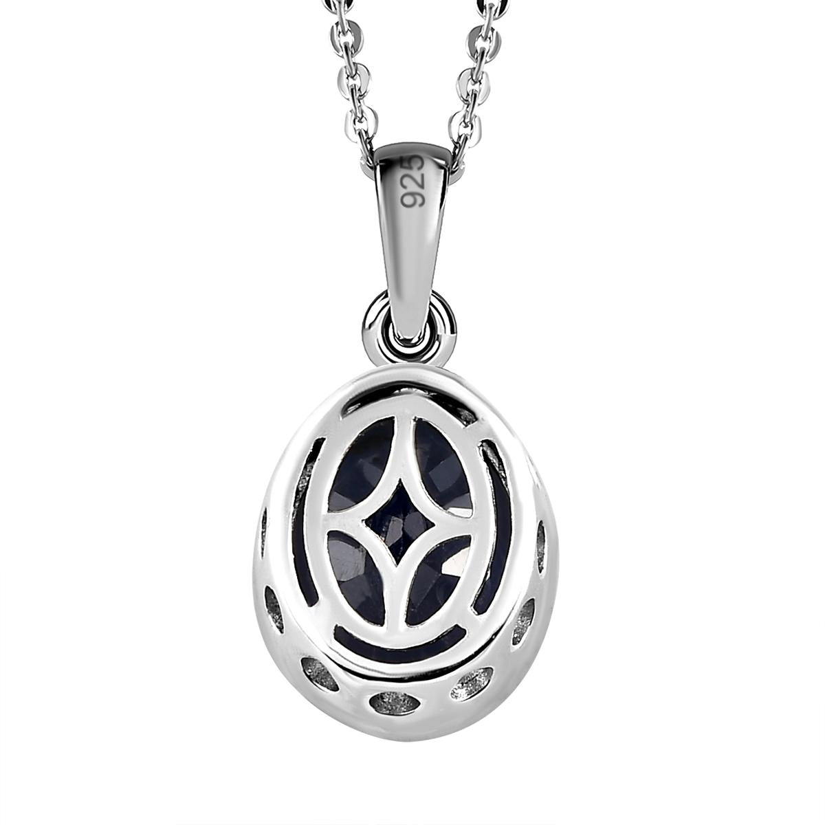 Masoala Saphir (Fissure gefüllt)-Anhänger mit Kette, 925 Silber platiniert ca. 4.99 ct