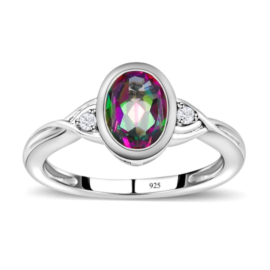Nordlicht Mystik Topas Ring und Anhänger, 925 Silber platiniert ca. 3,08 ct