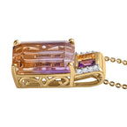 2er Set, AA Ametrin, Citrin und Amethyst Anhänger mit Kette, 925 Silber Gelbgold Vermeil ca. 7.98 ct