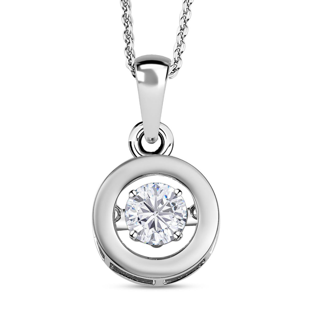 88 Facetten Moissanit-Anhänger mit Kette, 925 Silber platiniert ca. 0.44 ct