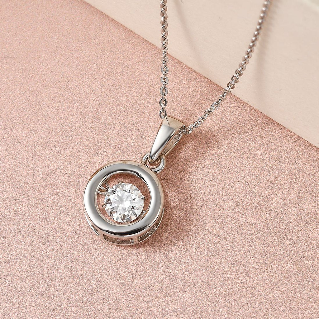 88 Facetten Moissanit-Anhänger mit Kette, 925 Silber platiniert ca. 0.44 ct