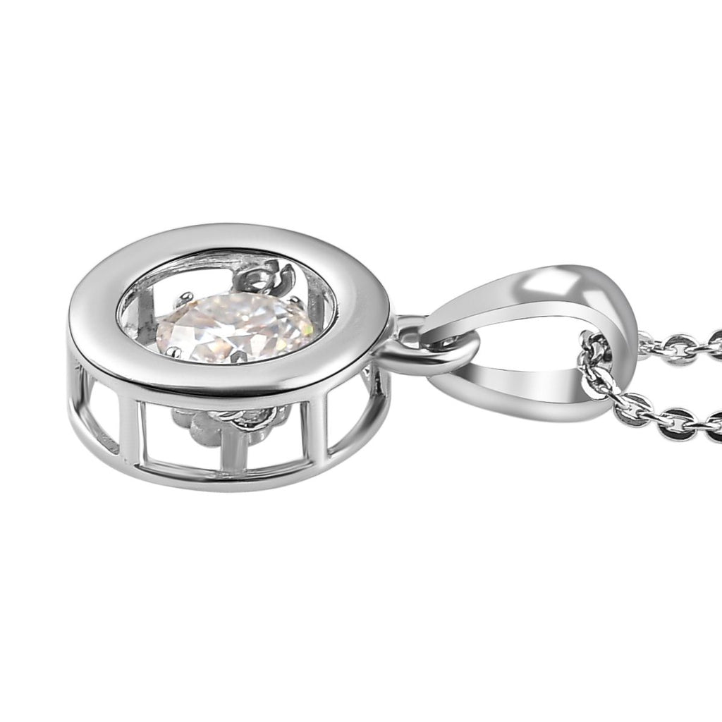 88 Facetten Moissanit-Anhänger mit Kette, 925 Silber platiniert ca. 0.44 ct