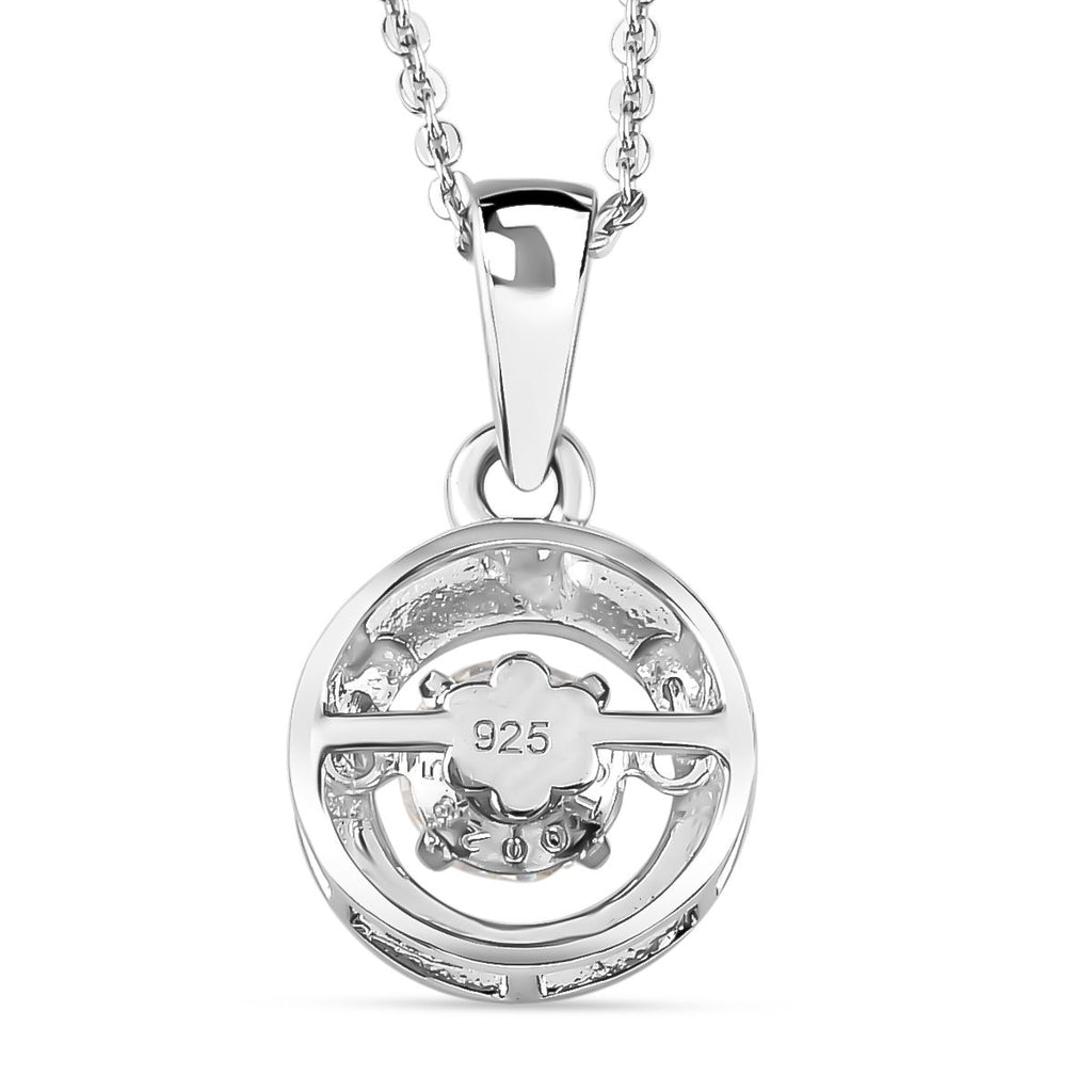88 Facetten Moissanit-Anhänger mit Kette, 925 Silber platiniert ca. 0.44 ct