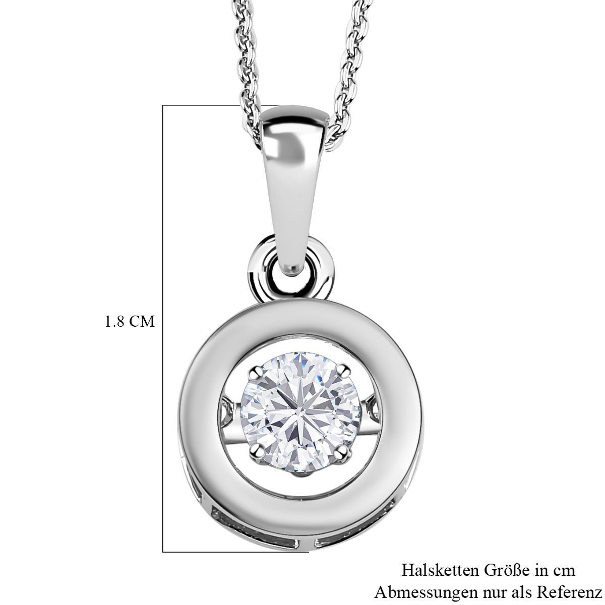 88 Facetten Moissanit-Anhänger mit Kette, 925 Silber platiniert ca. 0.44 ct