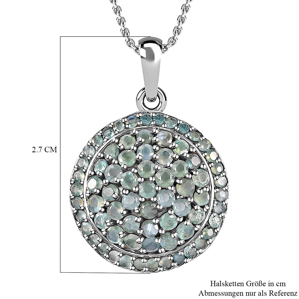 Alexandrit Anhänger mit Kette, 925 Silber platiniert ca. 2.70 ct