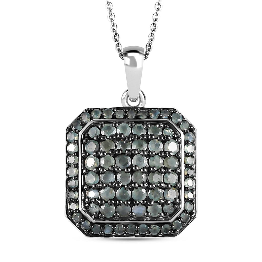 Alexandrit Anhänger mit Kette, 925 Silber platiniert, ca. 1.85 ct