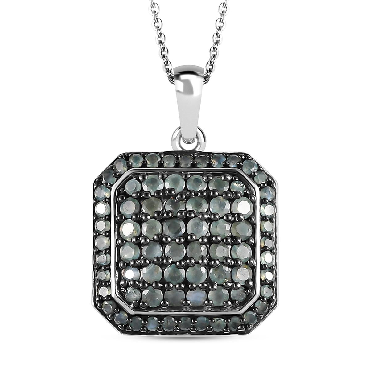 Alexandrit Anhänger mit Kette, 925 Silber platiniert, ca. 1.85 ct
