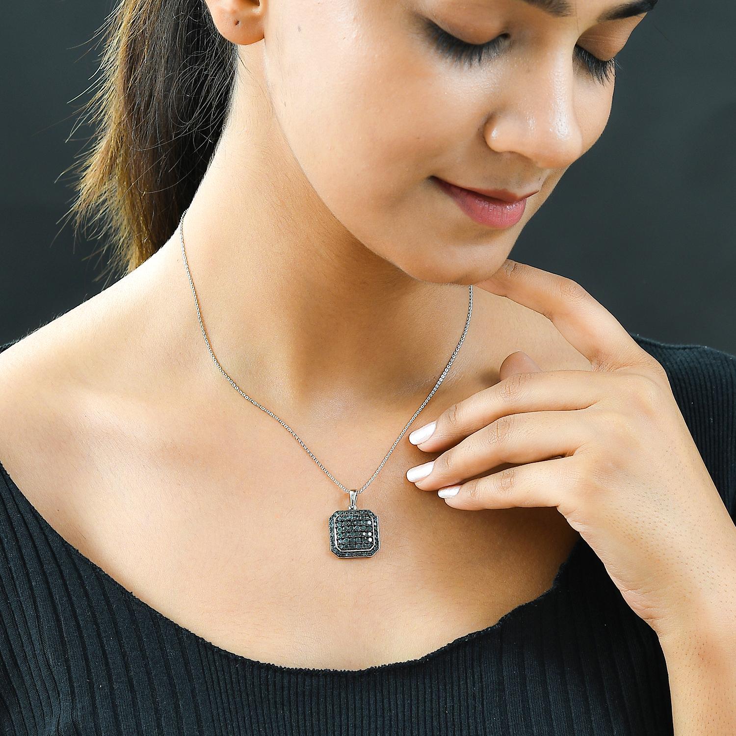 Alexandrit Anhänger mit Kette, 925 Silber platiniert, ca. 1.85 ct