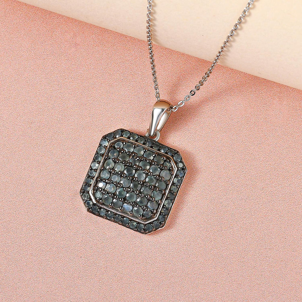 Alexandrit Anhänger mit Kette, 925 Silber platiniert, ca. 1.85 ct