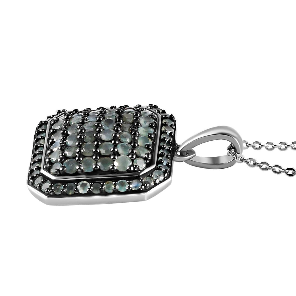 Alexandrit Anhänger mit Kette, 925 Silber platiniert, ca. 1.85 ct