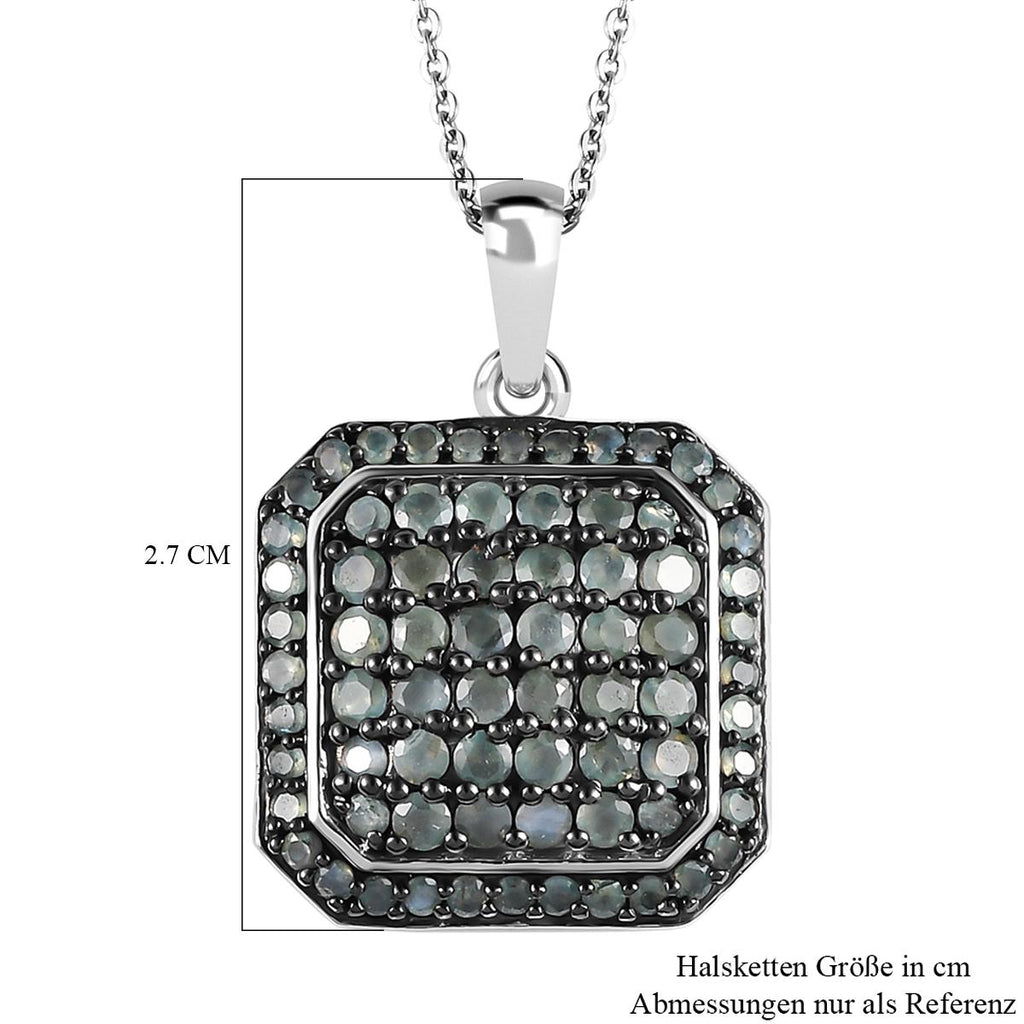 Alexandrit Anhänger mit Kette, 925 Silber platiniert, ca. 1.85 ct