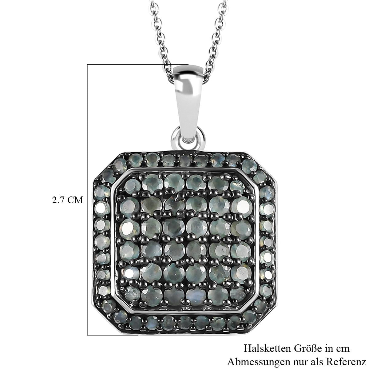 Alexandrit Anhänger mit Kette, 925 Silber platiniert, ca. 1.85 ct