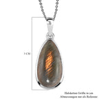 Feuer Labradorit-Anhänger mit Kette, 925 Silber platiniert ca. 8.52 ct