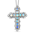Natürlicher, äthiopischer Welo Opal Kreuz-Anhänger mit Kette, 50 cm - 0,89 ct.