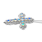 Natürlicher, äthiopischer Welo Opal Kreuz-Anhänger mit Kette, Edelstahl ca. 0.89 ct