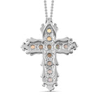 Natürlicher, äthiopischer Welo Opal Kreuz-Anhänger mit Kette, Edelstahl ca. 0.89 ct