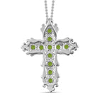 Natürlicher Chromdiopsid Kreuz-Anhänger mit Kette, Edelstahl ca. 1.25 ct