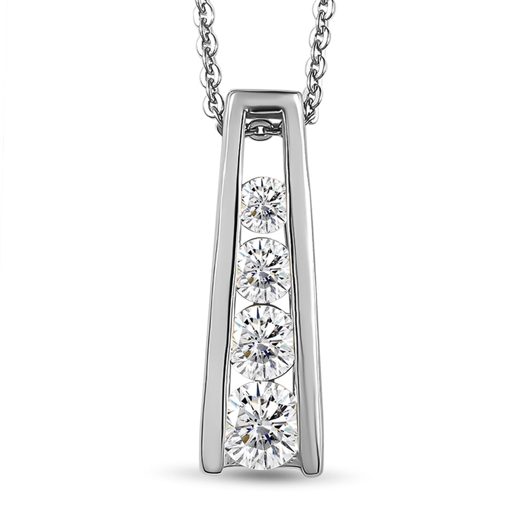 Moissanit-Anhänger mit Kette, 925 Silber platiniert ca. 0.55 ct