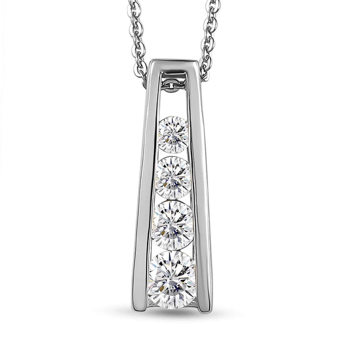 Moissanit-Anhänger mit Kette, 925 Silber platiniert ca. 0.55 ct