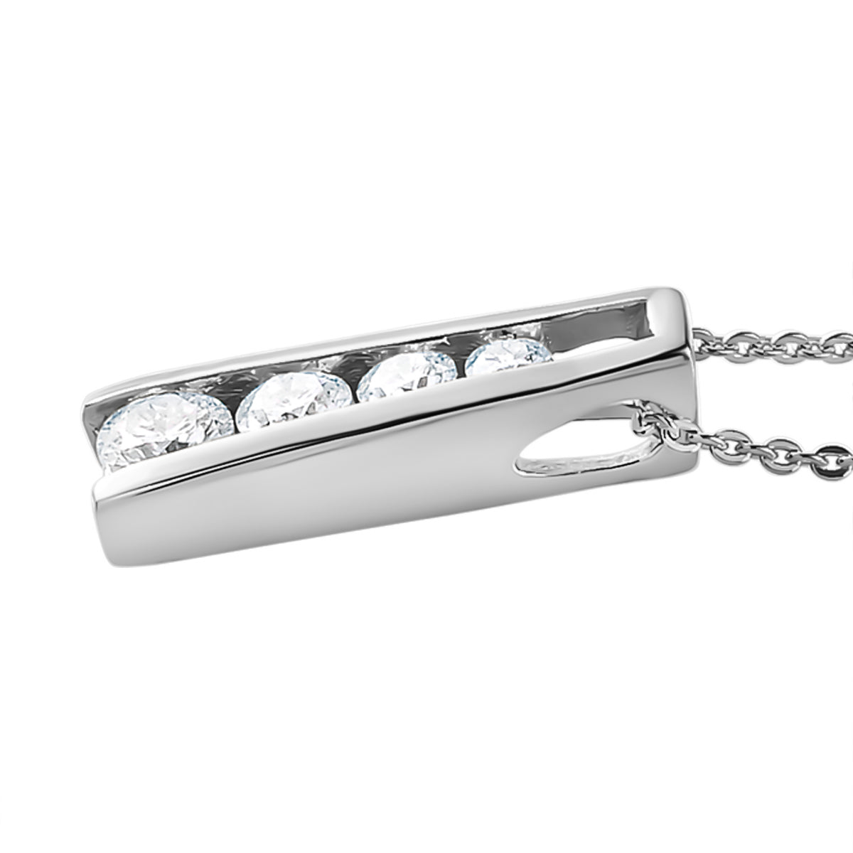 Moissanit-Anhänger mit Kette, 925 Silber platiniert ca. 0.55 ct