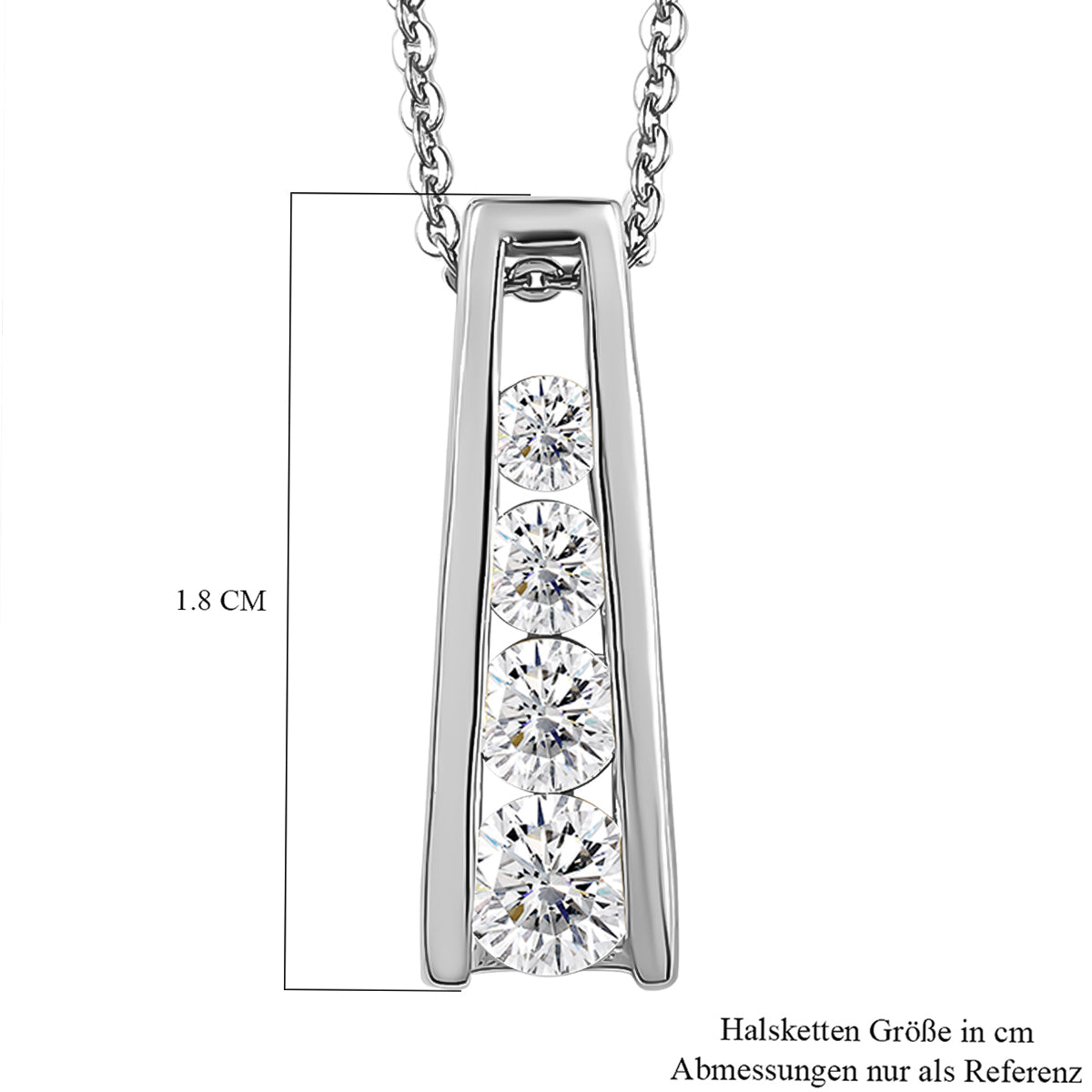 Moissanit-Anhänger mit Kette, 925 Silber platiniert ca. 0.55 ct