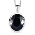 Schwarzer Saphir Anhänger mit Kette, 925 Silber platiniert ca. 5.84 ct