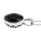 Schwarzer Saphir Anhänger mit Kette, 925 Silber platiniert ca. 5.84 ct