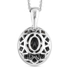 Schwarzer Saphir Anhänger mit Kette, 925 Silber platiniert ca. 5.84 ct