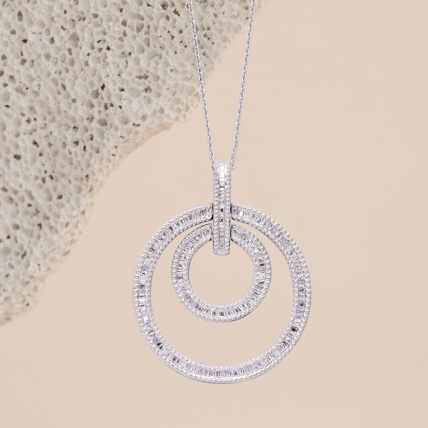 Weißer Diamant Anhänger mit Kette, 925 Silber platiniert ca. 1.00 ct