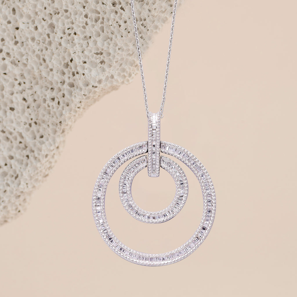 Weißer Diamant Anhänger mit Kette, 925 Silber platiniert ca. 1.00 ct