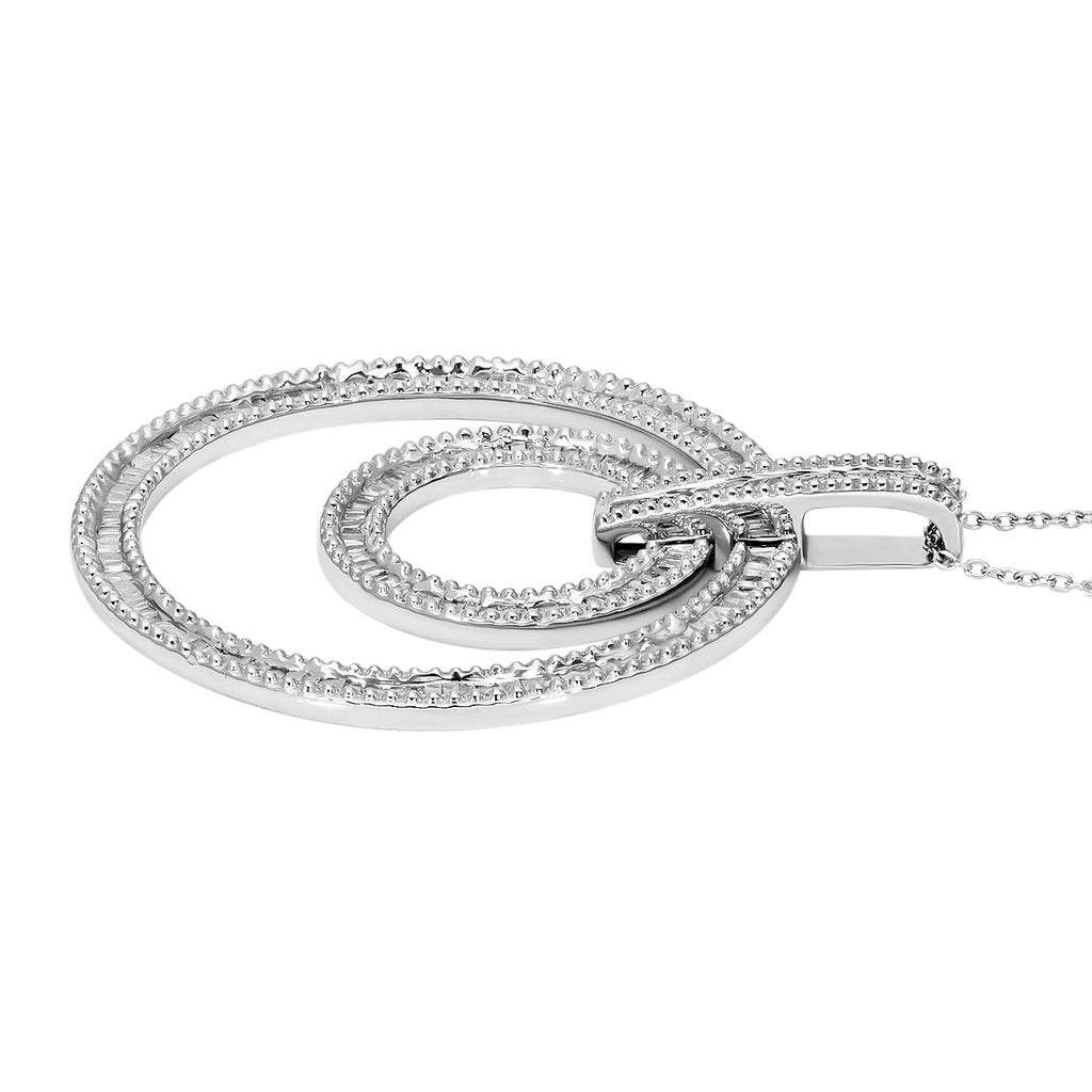 Weißer Diamant Anhänger mit Kette, 925 Silber platiniert ca. 1.00 ct