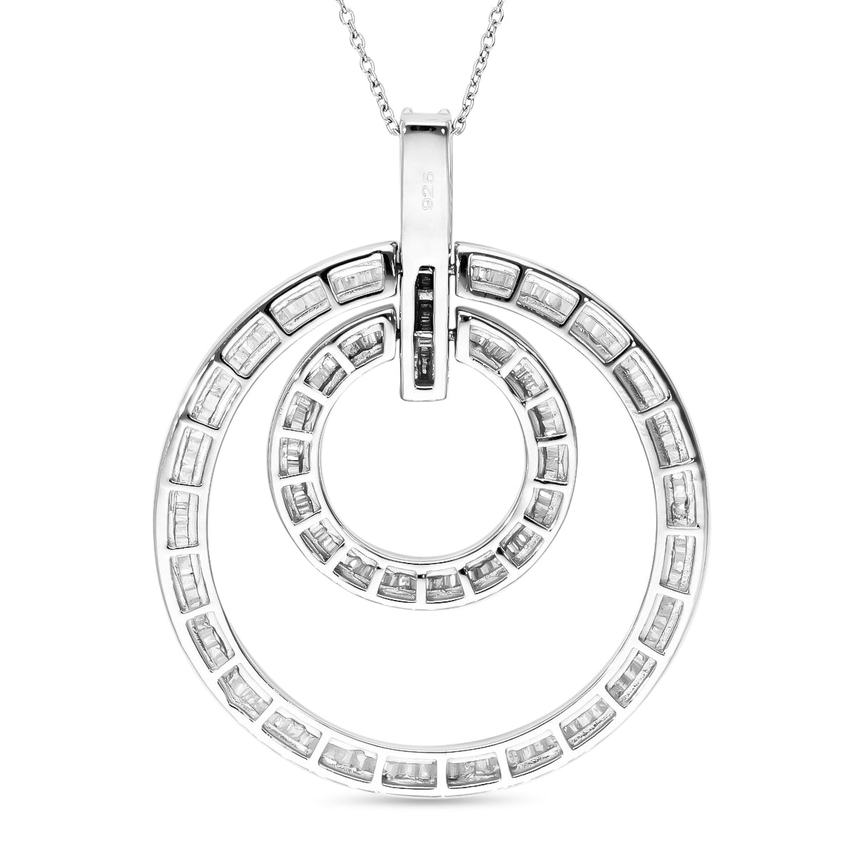 Weißer Diamant Anhänger mit Kette, 925 Silber platiniert ca. 1.00 ct