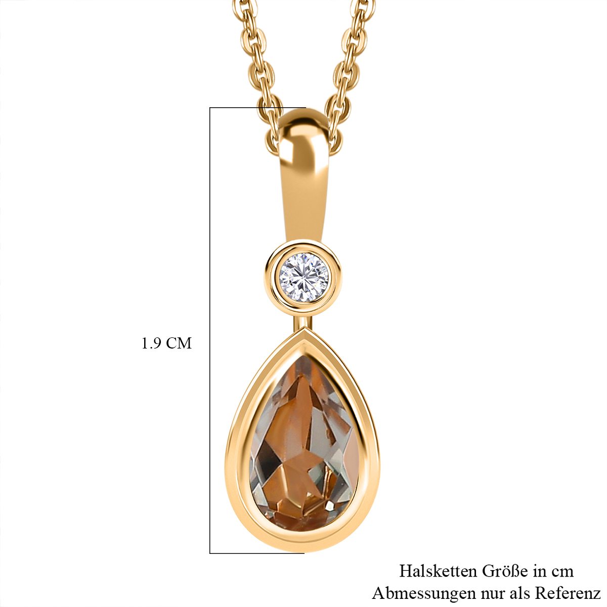 AAA Turkizit und weißer Zirkon-Anhänger mit Kette, 925 Silber Gelbgold Vermeil ca. 0.87 ct