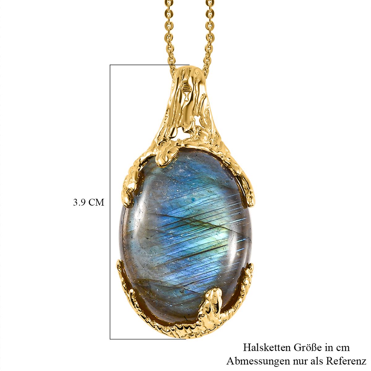 Labradorit-Anhänger mit Kette, 925 Silber vergoldet ca. 25,19 ct