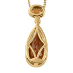 Champagner Triplette Quarz Anhänger mit Kette, 925 Silber vergoldet ca. 4.80 ct