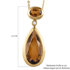 Champagner Triplette Quarz Anhänger mit Kette, 925 Silber vergoldet ca. 4.80 ct