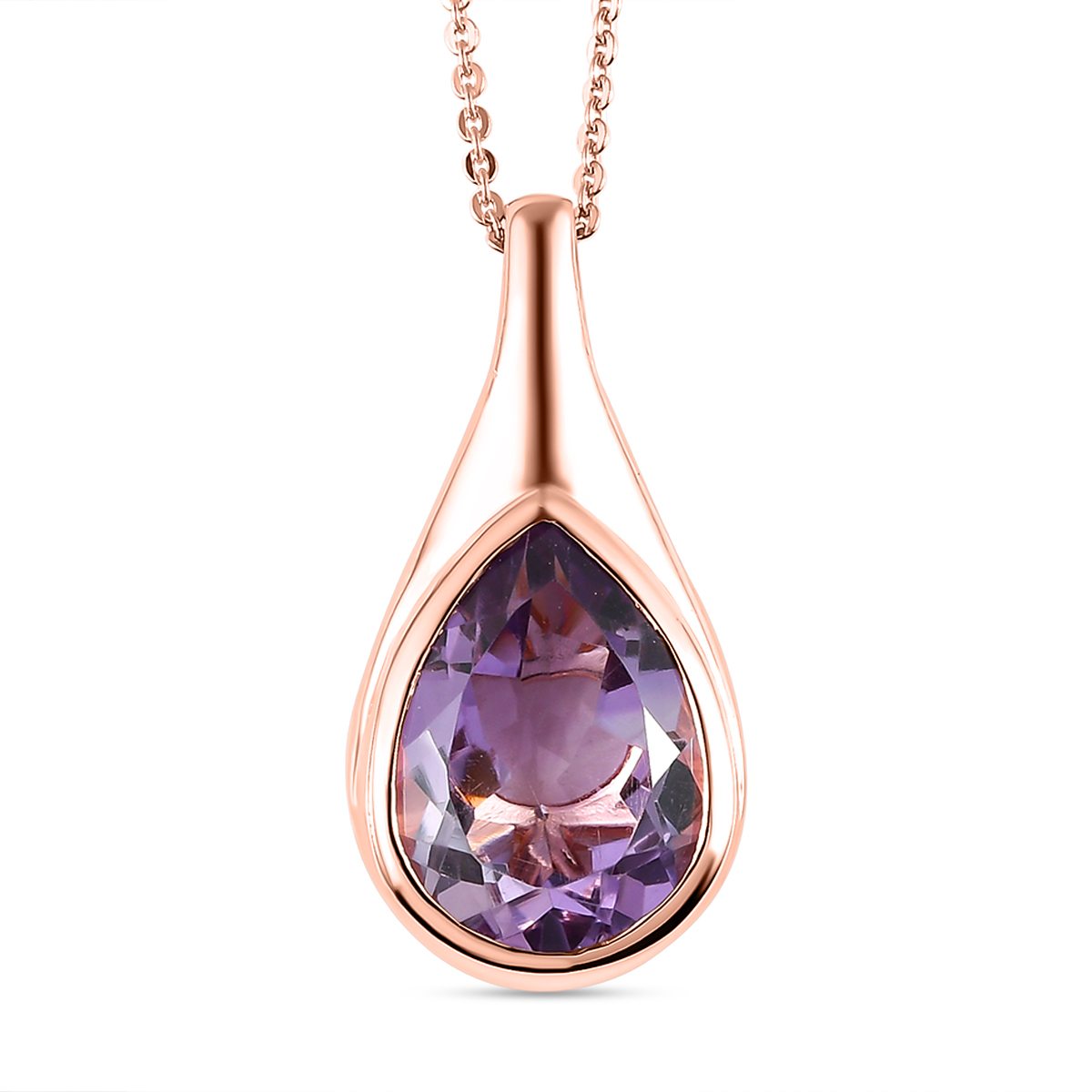 Rose de France Amethyst Anhänger mit Kette, 2er Set, 925 Silber Roségold Vermeil ca. 4,88 ct