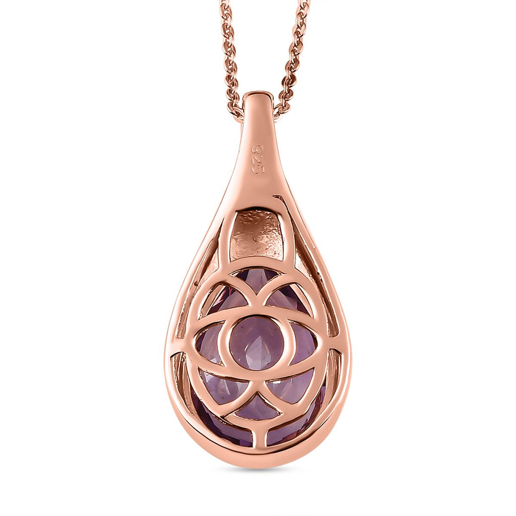 Rose de France Amethyst Anhänger mit Kette, 2er Set, 925 Silber Roségold Vermeil ca. 4,88 ct