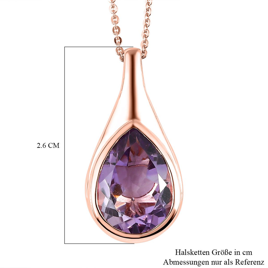 Rose de France Amethyst Anhänger mit Kette, 2er Set, 925 Silber Roségold Vermeil ca. 4,88 ct