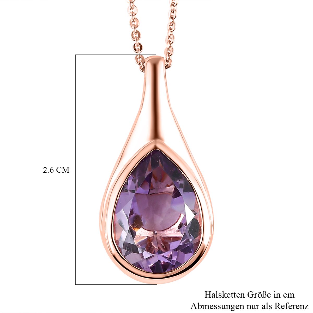 Rose de France Amethyst Anhänger mit Kette, 2er Set, 925 Silber Roségold Vermeil ca. 4,88 ct