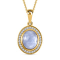Natürlicher Hackmanit und weißer Zirkon-Anhänger mit Kette, 925 Silber Gelbgold Vermeil ca. 3,19 ct