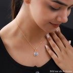 Natürlicher Hackmanit und weißer Zirkon-Anhänger mit Kette, 925 Silber Gelbgold Vermeil ca. 3,19 ct
