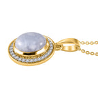 Natürlicher Hackmanit und weißer Zirkon-Anhänger mit Kette, 925 Silber Gelbgold Vermeil ca. 3,19 ct