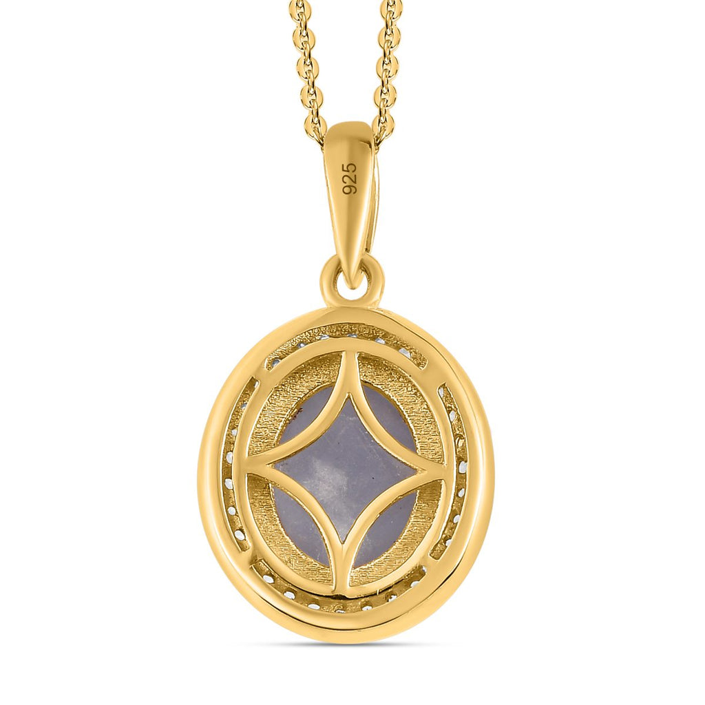 Natürlicher Hackmanit und weißer Zirkon-Anhänger mit Kette, 925 Silber Gelbgold Vermeil ca. 3,19 ct