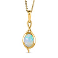 Natürlicher, äthiopischer Welo Opal Anhänger mit Kette, 925 Silber vergoldet ca. 0.85 ct