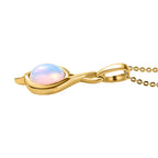 Natürlicher, äthiopischer Welo Opal Anhänger mit Kette, 925 Silber vergoldet ca. 0.85 ct