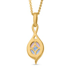 Natürlicher, äthiopischer Welo Opal Anhänger mit Kette, 925 Silber vergoldet ca. 0.85 ct