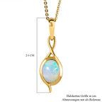 Natürlicher, äthiopischer Welo Opal Anhänger mit Kette, 925 Silber vergoldet ca. 0.85 ct