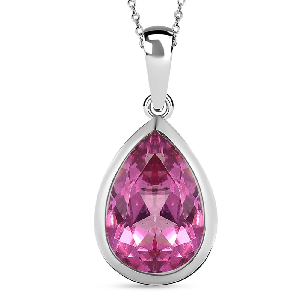 Rosa mystischer Topas Anhänger mit Kette, 925 Silber platiniert ca. 3.83 ct