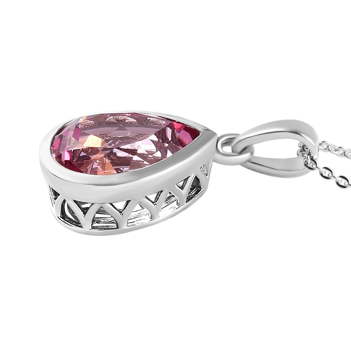 Rosa mystischer Topas Anhänger mit Kette, 925 Silber platiniert ca. 3.83 ct